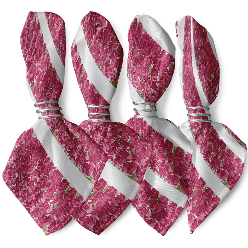 Lonston Polyester Striped Square Napkin, Pink