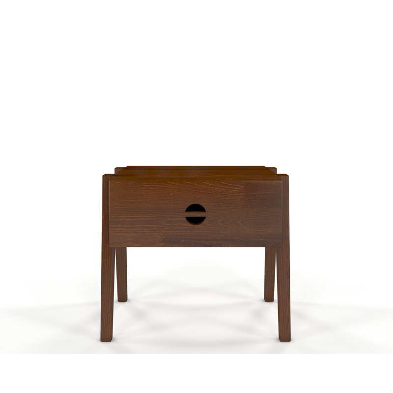 Eng 45cm W Manufactured Wood Bedside Table, Walnut