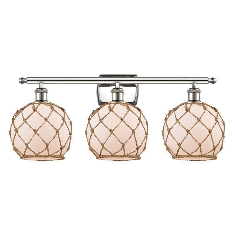 Éclairage pour salle de bain 3 lumières à intensité variable Appling, Blanc / Brun, Ampoule DEL 6 watts Vinage, Nickel poli