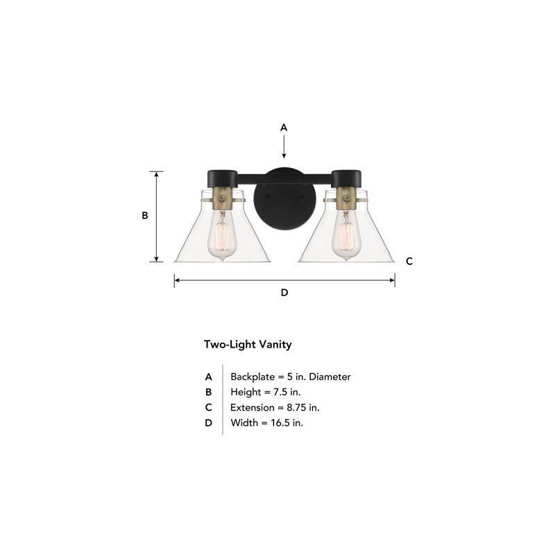 Tudor City Dimmable Vanity Light, Matte Black, 2