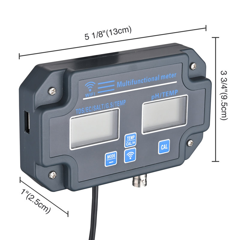 AquaBasik Water Quality Test 6 in 1 Multi-Parameter Meter PH/EC/SALT/TDS(PPM)/TEMP/S.G Analyzer