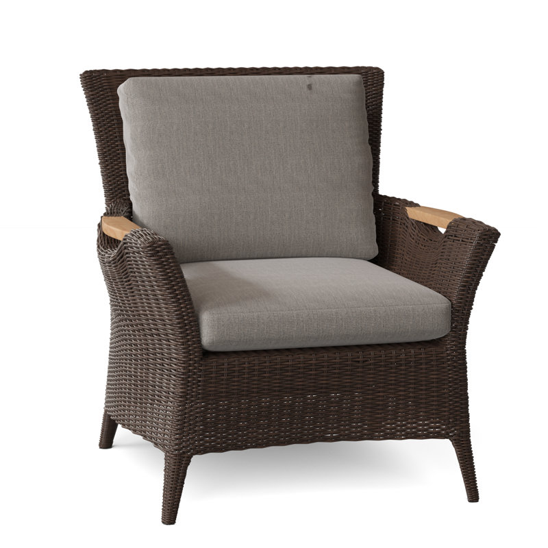 Culebra Outdoor Teak Lounge Chair, Linen Shale, Textured Charcoal
