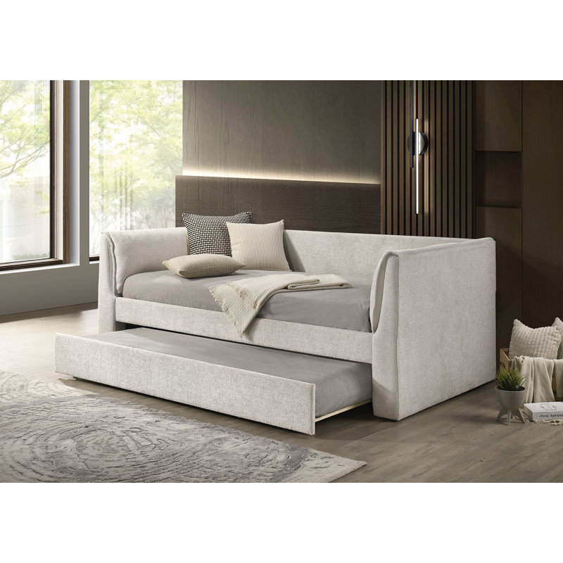 Lit de jour simple avec couchette emmanuel, Blanc perle