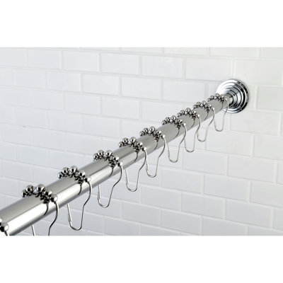 Kingston Brass Edenscape 60-Inch to 72-Inch Adjustable Shower Curtain Rod with Rings Combo