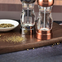 Salt and Pepper Grinder Set, Wood Pepper Mills, Wooden Salt Grinders  Refillable Manual Pepper Ginder with Acrylic Visible Window