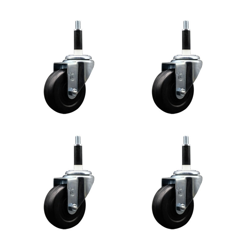 Ensemble de roulettes extensibles pivotantes en caoutchouc dur SCC NB 3,5 po x 7/8 po