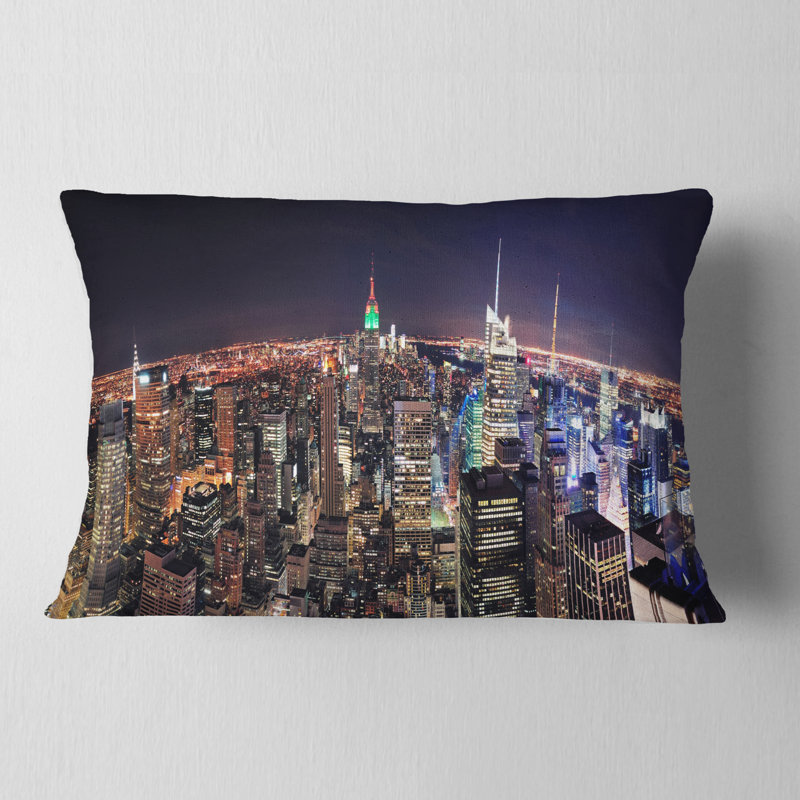 Vue aérienne de NYC Manhattan - Coussin décoratif imprimé paysage urbain