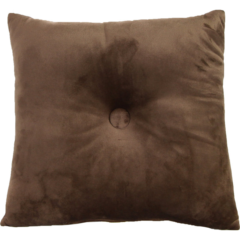 16" x 16" Tufted Indoor Throw Pillow with Button, Coffee, 16H x 16"W