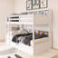 Lit superposé simple au-dessus de simple avec cadre en bois avec tablettes intégrées et tiroir de rangement-4965054