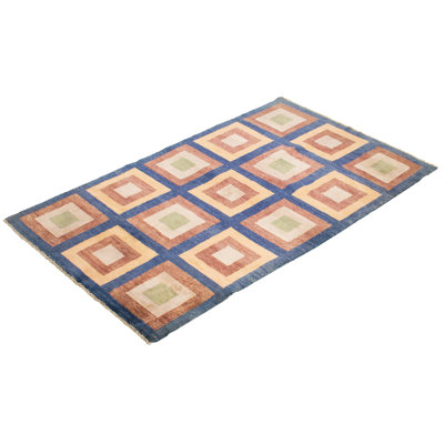 One-of-a-Kind 4'4" X 6'8" 2010s Wool Area Rug in Dark Blue