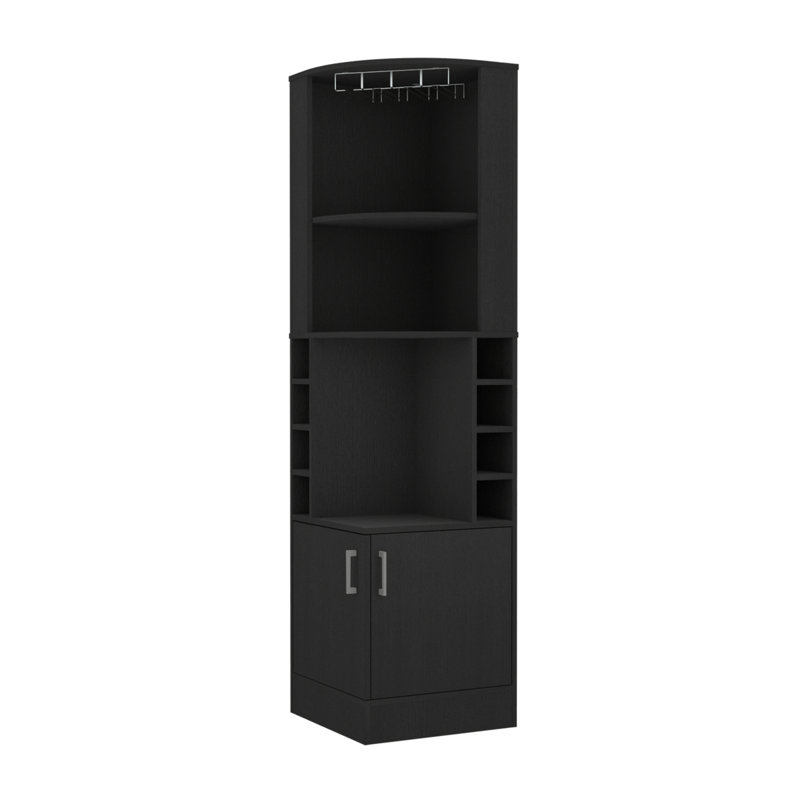 8-Bottle 2-Shelf Bar Cabinet, Black