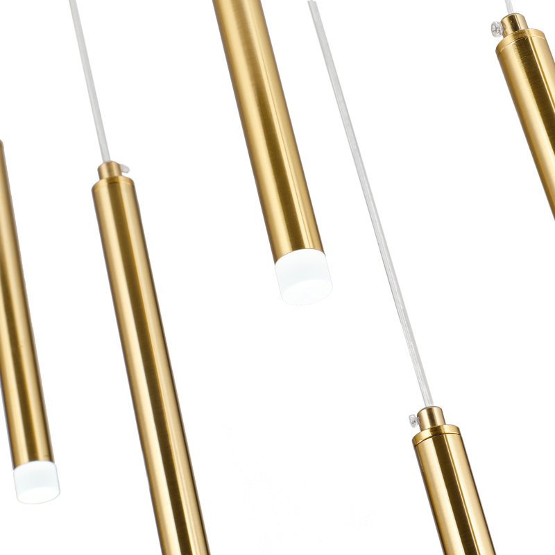 Genia 14 - Light A Tube Flute Integrated LED Led Linear Chandelier, Gold
