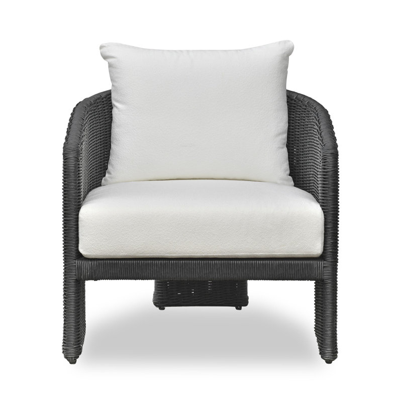Black Rattan Performance Fabric Outdoor Armchair