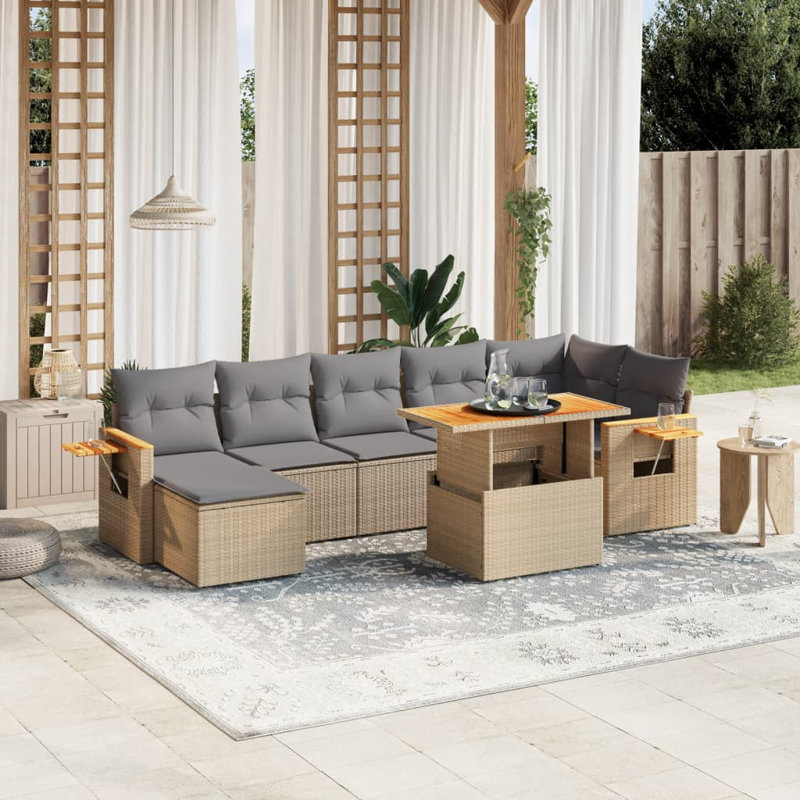  Ensemble de canapé de jardin beige, gris clair