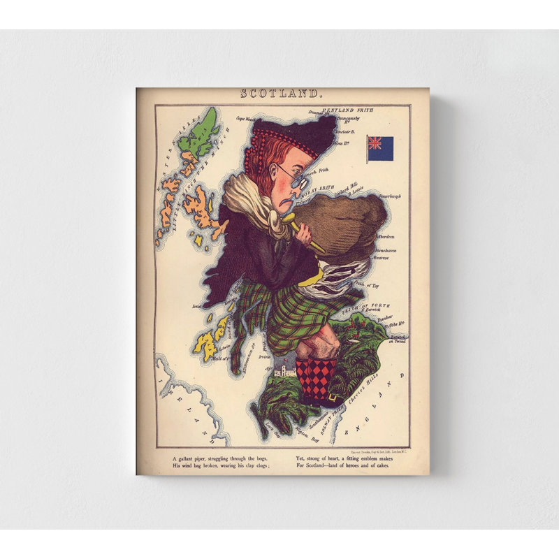 Anthropomorphic Map Of Scotland, Caricature Map Of Scotland Poster Print, Funny Rustic Map Print, Guest Bathroom Remodel Idea Print
