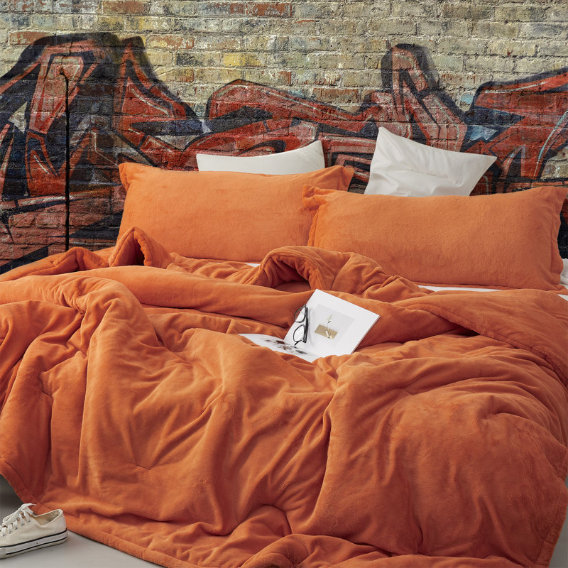Ensemble d'édredon surdimensionné Coma, Édredon pour grand lit + 2 taies décoratives sta, Orange