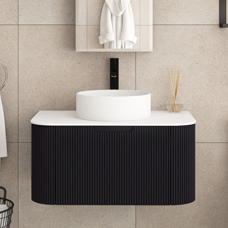 30 po Meuble-lavabo mural avec lavabo et tiroir