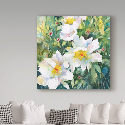 «Pristine Peony» par Mattox, reproduction d'aquarelle sur toile tendue