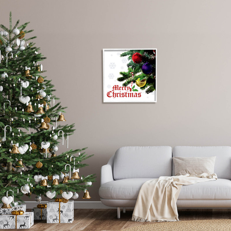«Merry Christmas Snowflake» par Giclée, H 24 po x l 24 po x P 1,5 po, Giclée encadrée blanc bord de mer