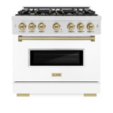 ZLINE Autograph Edition 36 in. Classic Satin Steel Gas Range w/ Door & Accents