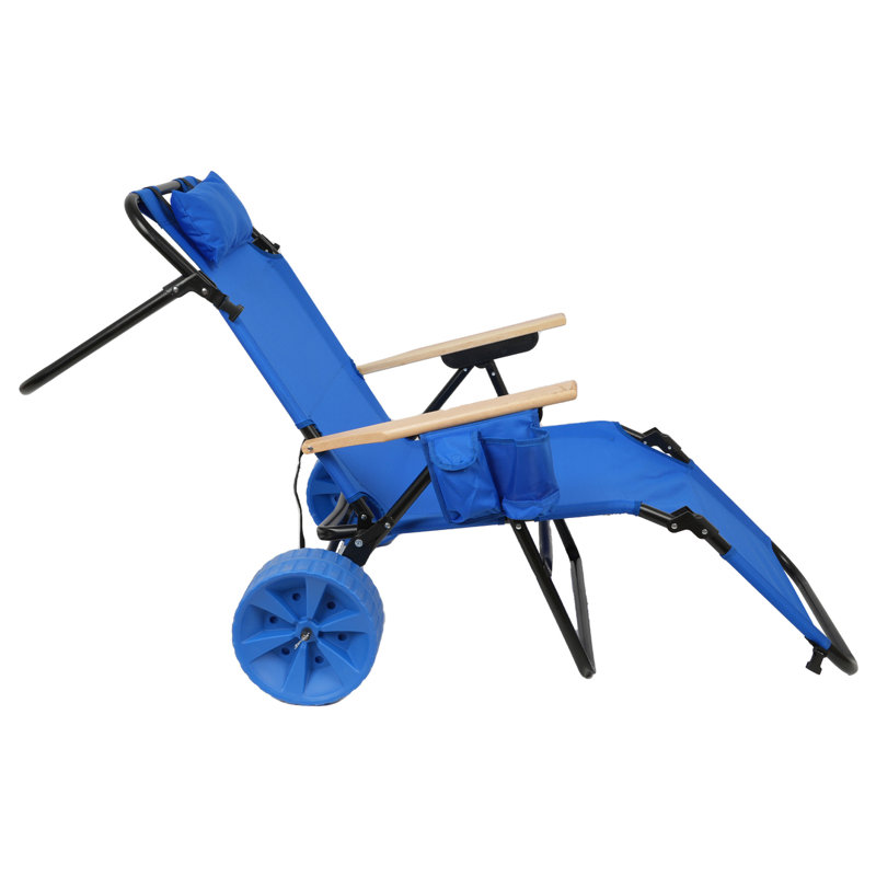 Chaise pliante de chariot de plage - pour le confort extérieur avec le siège de chariot, Bleu clair