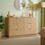 Commode 6 tiroirs, commode ondulée moderne de 55 po de largeur, meuble télé commode, tiroir en bois