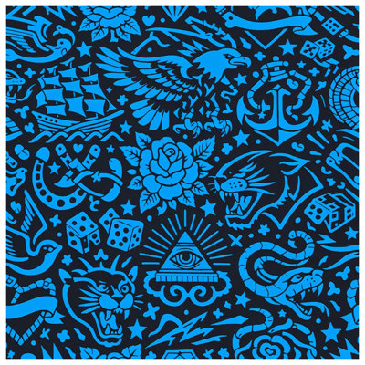 Blue Tattoo Symbols Comforter
