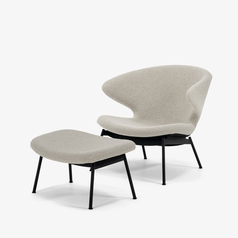 Ella Lounge Chair, Chalk Boucle, Black