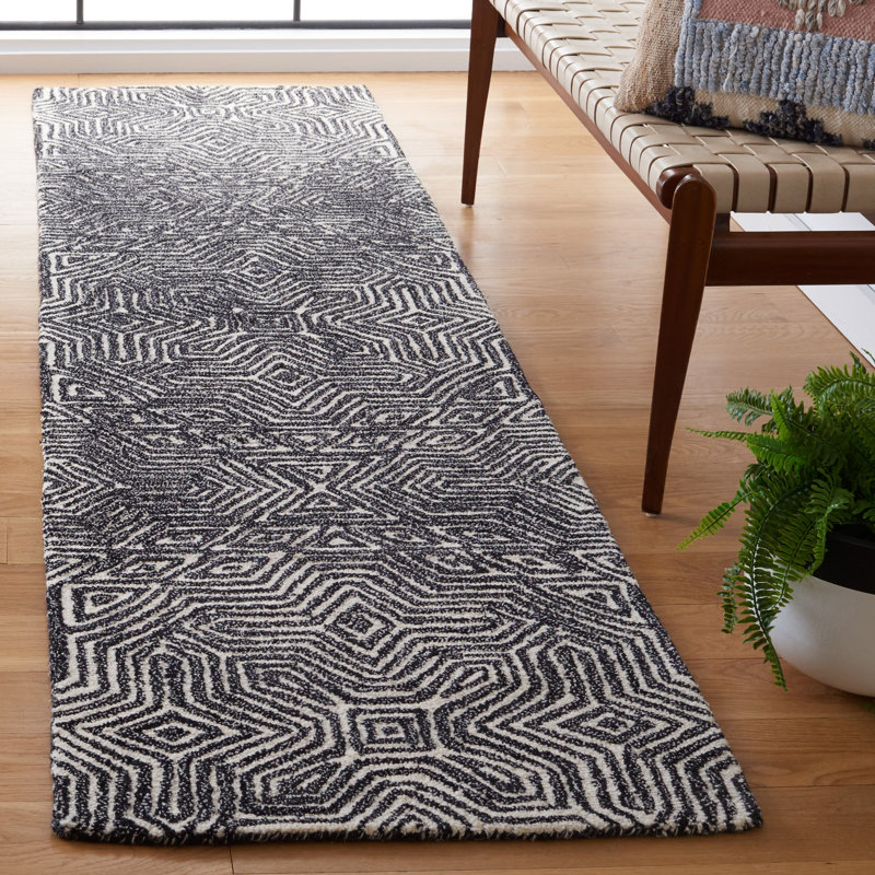 Angeli Hand Tufted Wool And Cotton With Latex Geometric Rug, Runner 2'3" x 9'