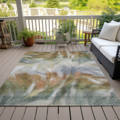 Machine Washable Indoor/Outdoor Xhevrie Beige Rug