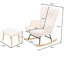 Upholstered Bouclé Rocking Chair with Footstool, Teddy Fleece Accent Chair with Headrest & Side Pocket, Beige