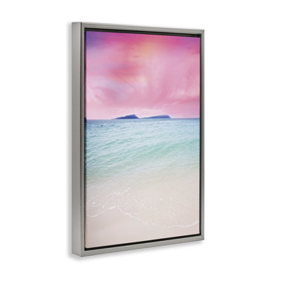 Toile flottante encadrée «Pink Sky Shoreline» par Nataly White
