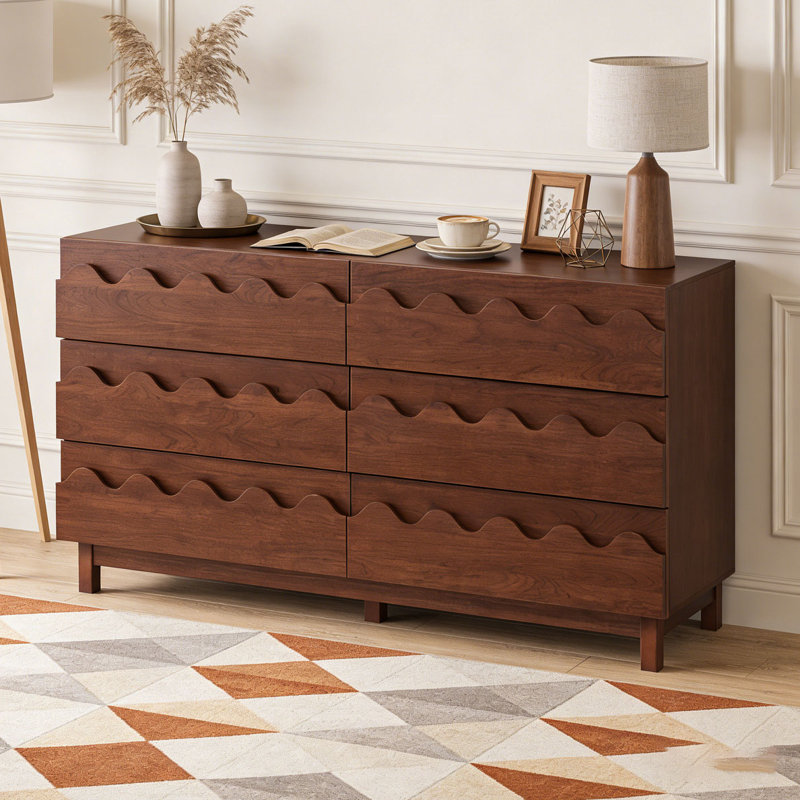 Commode 6 tiroirs 60 po, Noyer