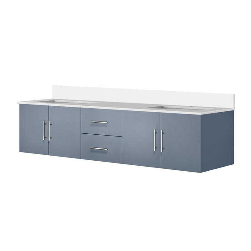 Meuble-lavabo double gris foncé 80 po X P 22 po D, avec plateau en marbre de culture, Gris foncé