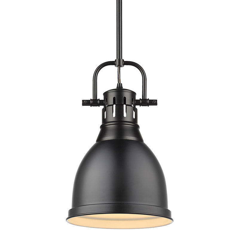 Luminaire suspendu unique / remarquable à 1 lumière Ruthie sans accents de matériau secondaire ou d'accent, Noir mat