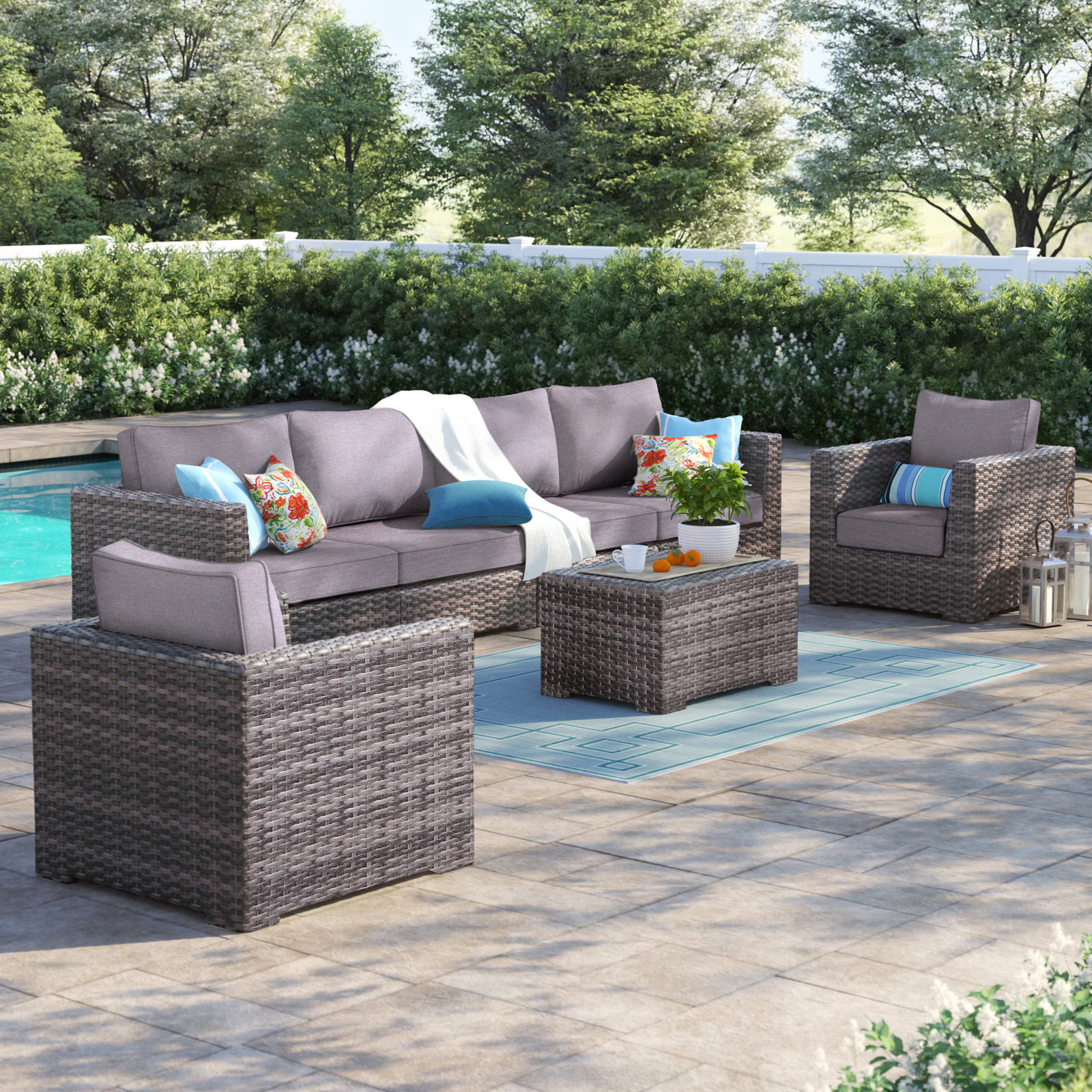 McDougal 6-Person Patio Seating Group, Mixed Gray
