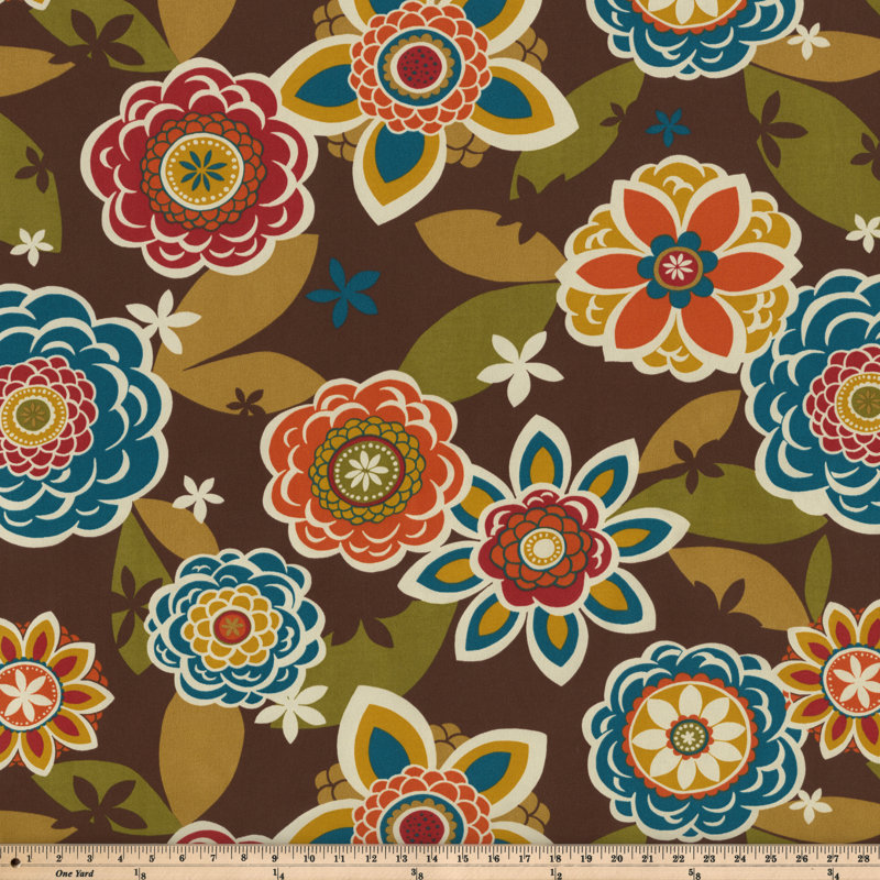 Reversible Floral and Stripe Brown/Orange Lumbar Throw Pillows, Set of 2