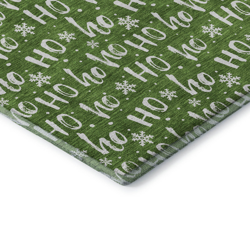 Tapis de Noël haut de gamme lavable à la machine AMF1814 HoHoHo, Rectangle 9 pi x 12 pi