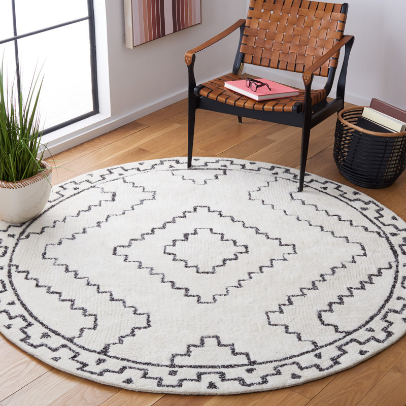 Gummer Hand Tufted Performance Oriental Rug, Round 6'