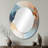 White Gold Floral Brushstroke Abstract Painting IV - Large Oval Wall Mirror On Metal-1801754753