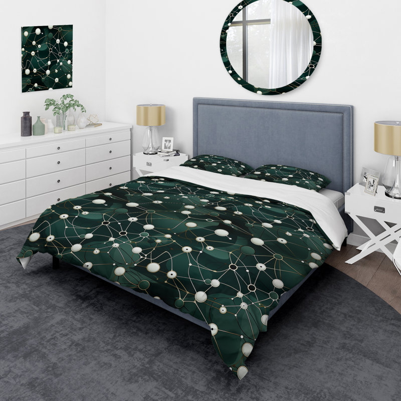 Ensemble de housse de couette Green Popart Techno Tangles, Housse de couette pour grand lit et 2 taies décor