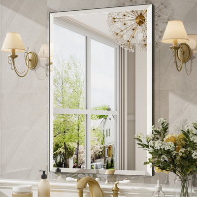 Aluminum Frame Bathroom Vanity Mirror,Tempered Glass Rectangle Wall Mirror