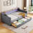 Daybed With 2 Storage Drawers And 2-Tier Shelf, Upholstered Bed Frame With Smart LED Light And USB, Type-C Port