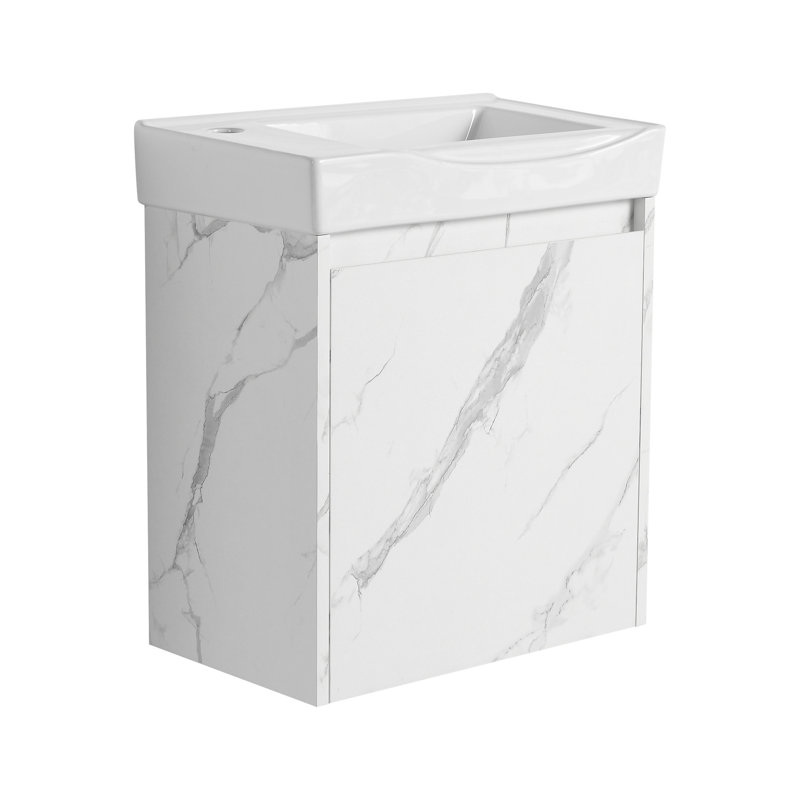 20" Wall-Mounted Bathroom Vanity With Ceramic Sink
