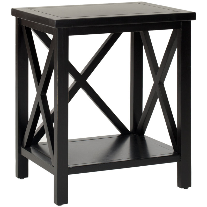 Paignt Solid Wood End Table, Black