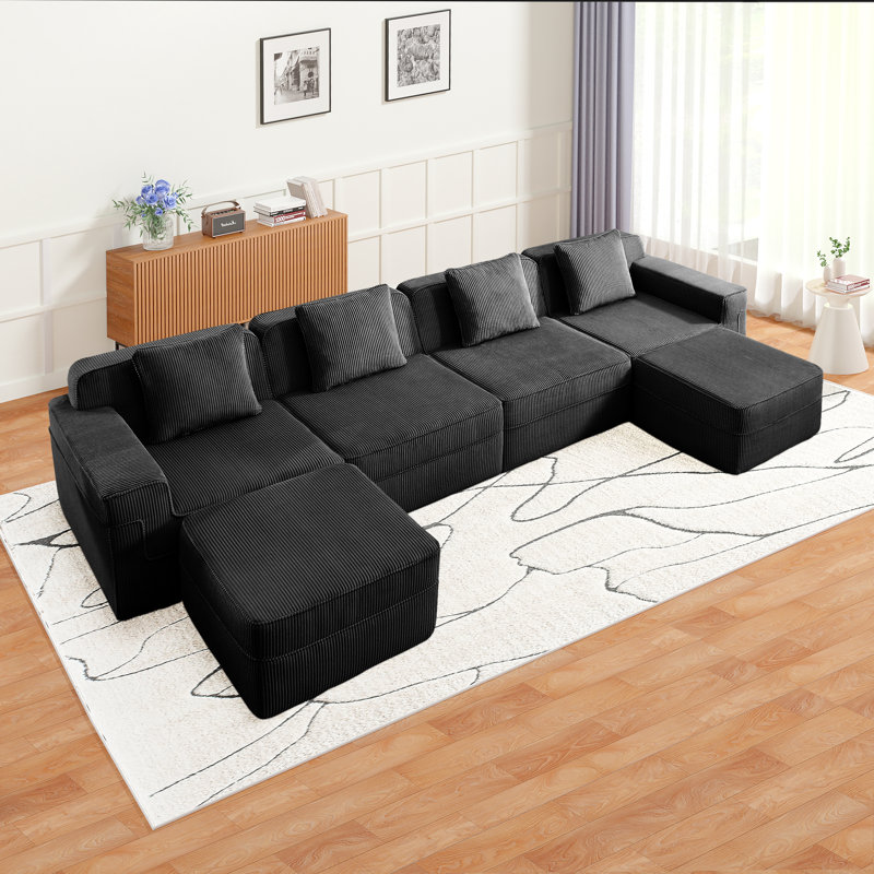 Canapé modulaire en forme de U sans siège à 4 places, canapé modulaire Cloud avec assise profonde et coussins décoratifs