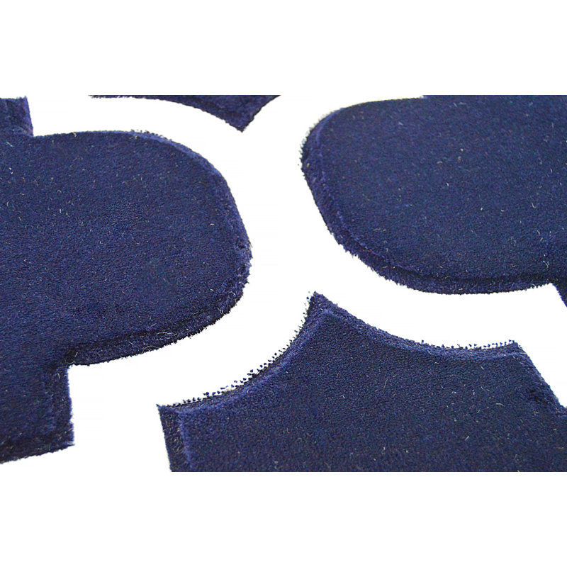 Tapis bleu marine à motif géométrique Mccampbell, Tapis de couloir 2 pi 2 po x 7 pi 4 po