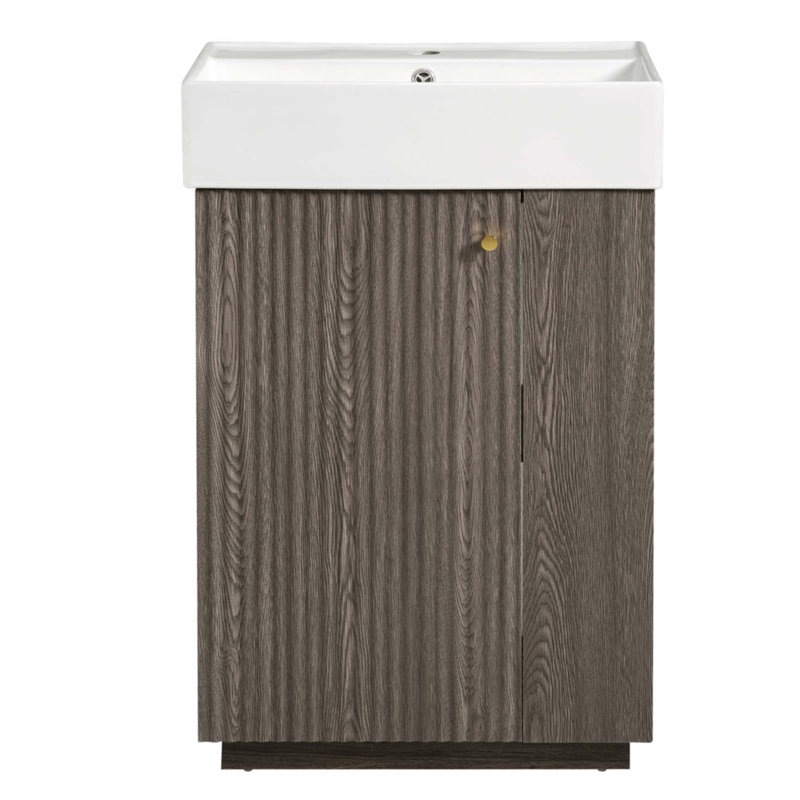 Meuble-lavabo 21,6 po avec lavabo en céramique, Gris foncé
