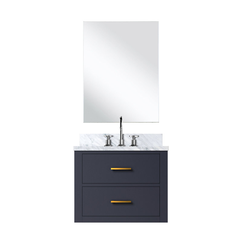 Meuble-lavabo en bois bleu 24 po X P 18 po, comptoir en acrylique, robinet et miroir de salle de bain inclus