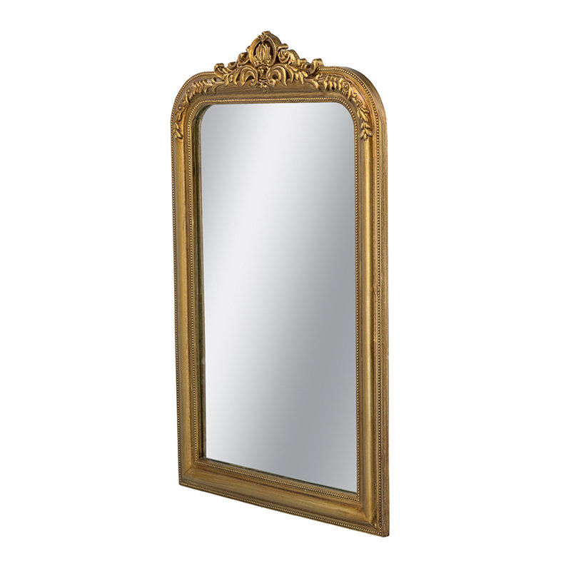 Miroir mural décoratif arqué avec motif de crête ornée